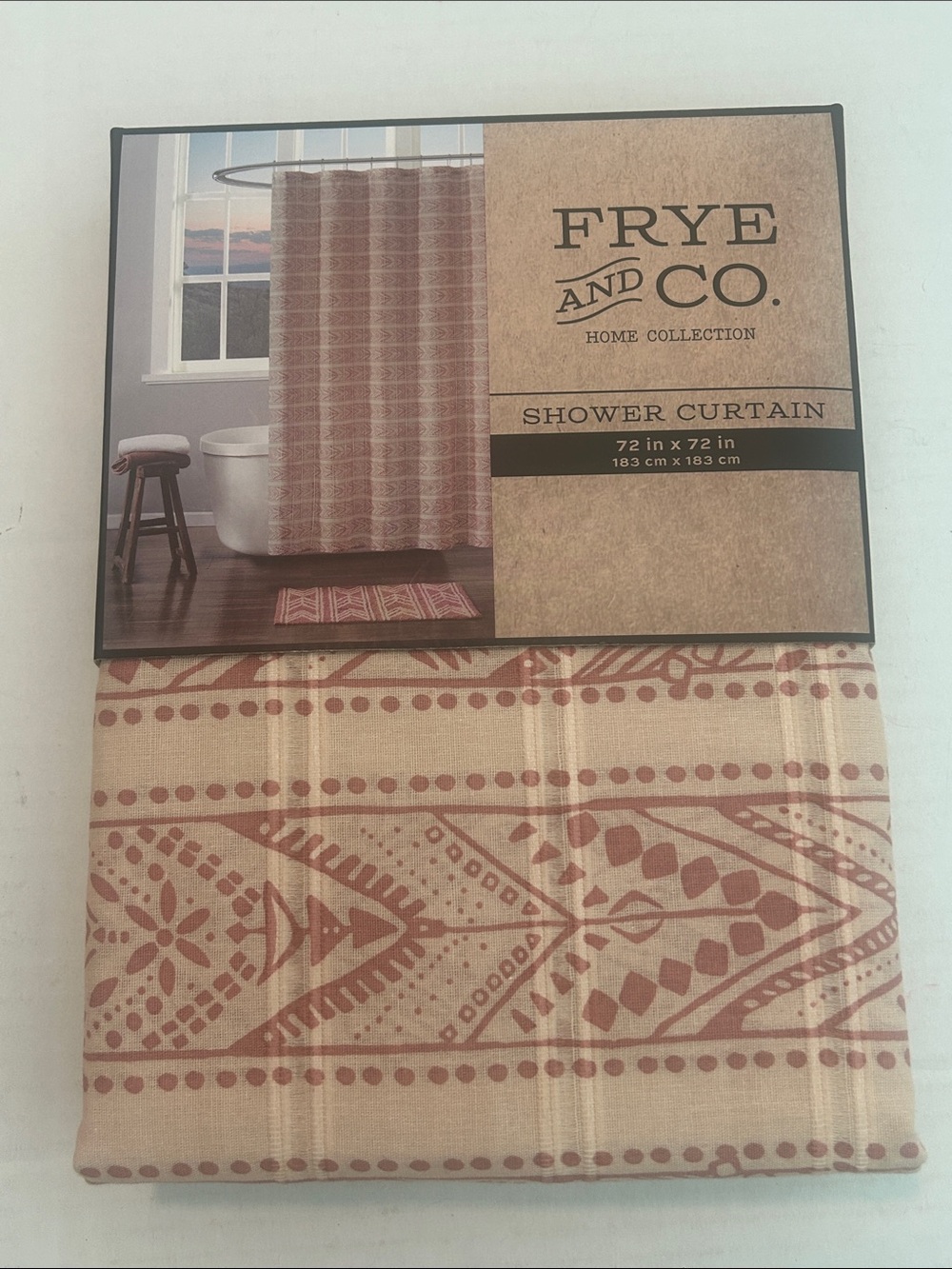 Frye & Co. Home Collection Shower Curtain Western Southwestern red NEW